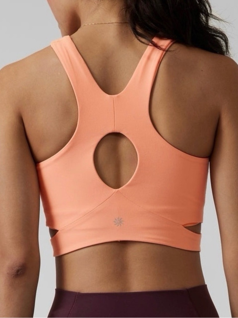 Athleta Conscious Cut Out Crop Peach Active Sports Bra - Picture 2 of 6